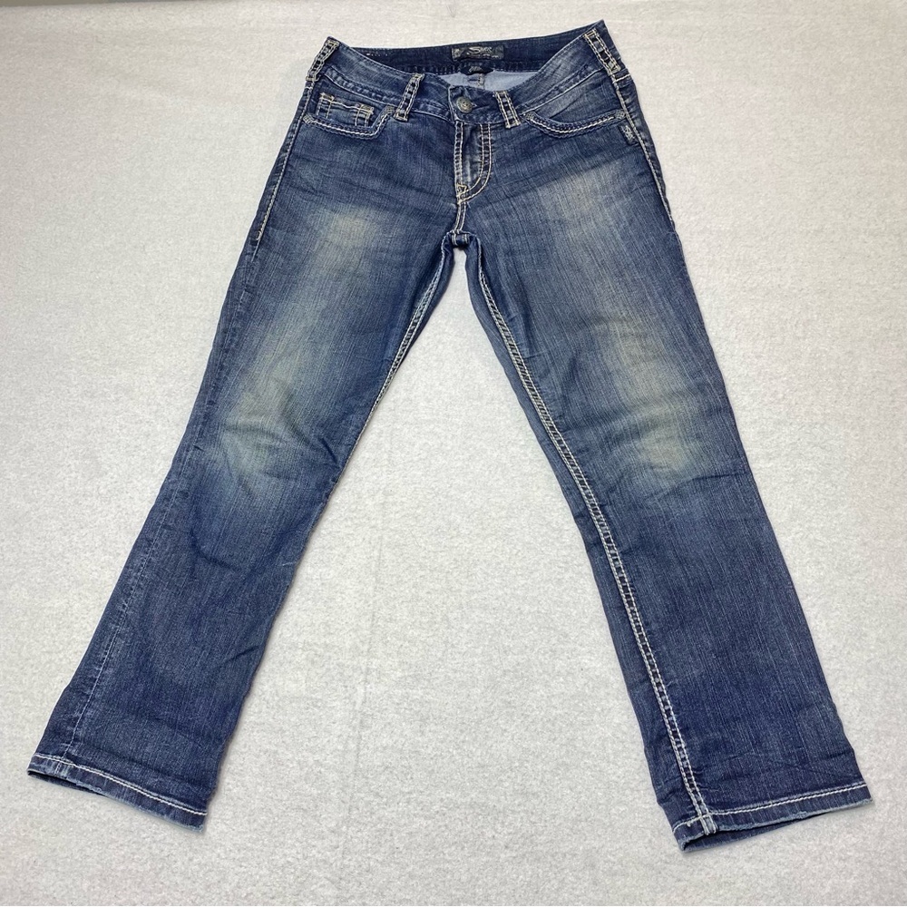 Silver Jeans Suki Capri Women’s W28 Blue Faded Low Rise Stretch Casual Denim
